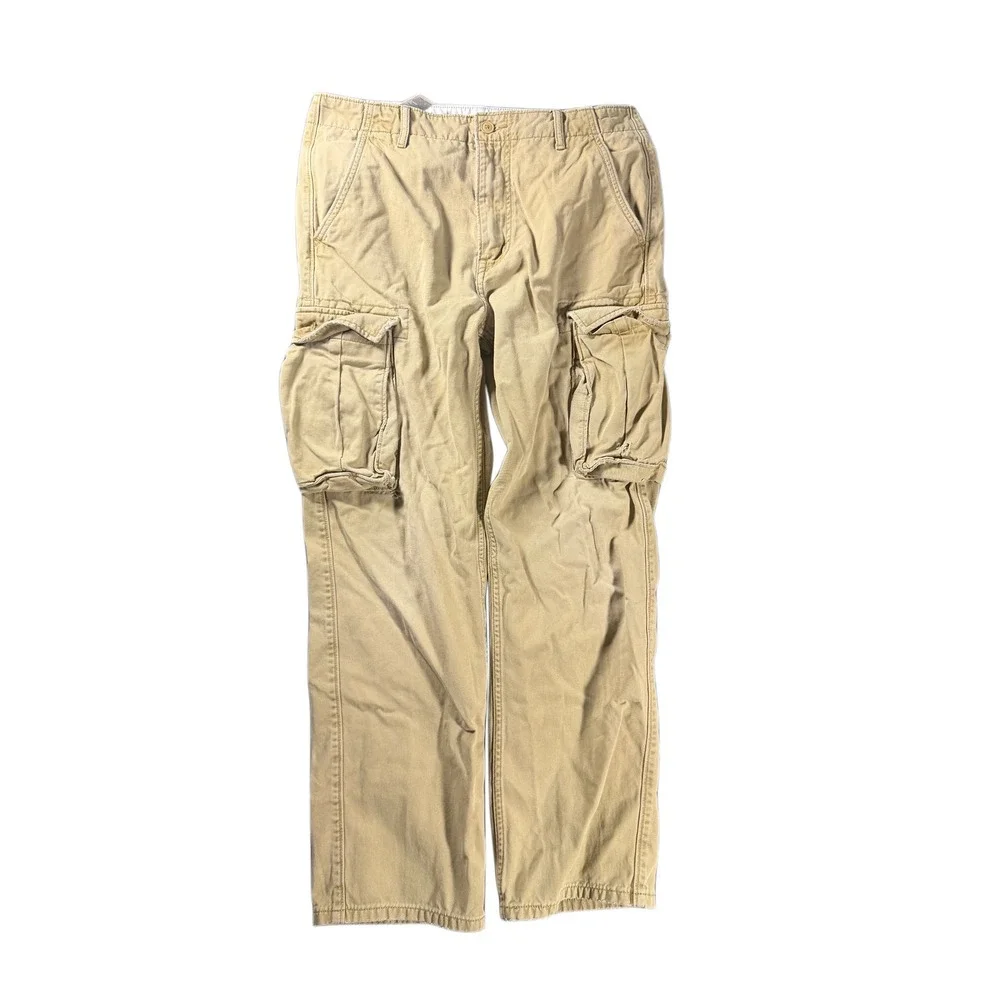 Levis Mens Tan Khaki Cargo Pants Straight Leg W32 L32 PC9-12462-0079 Cotton